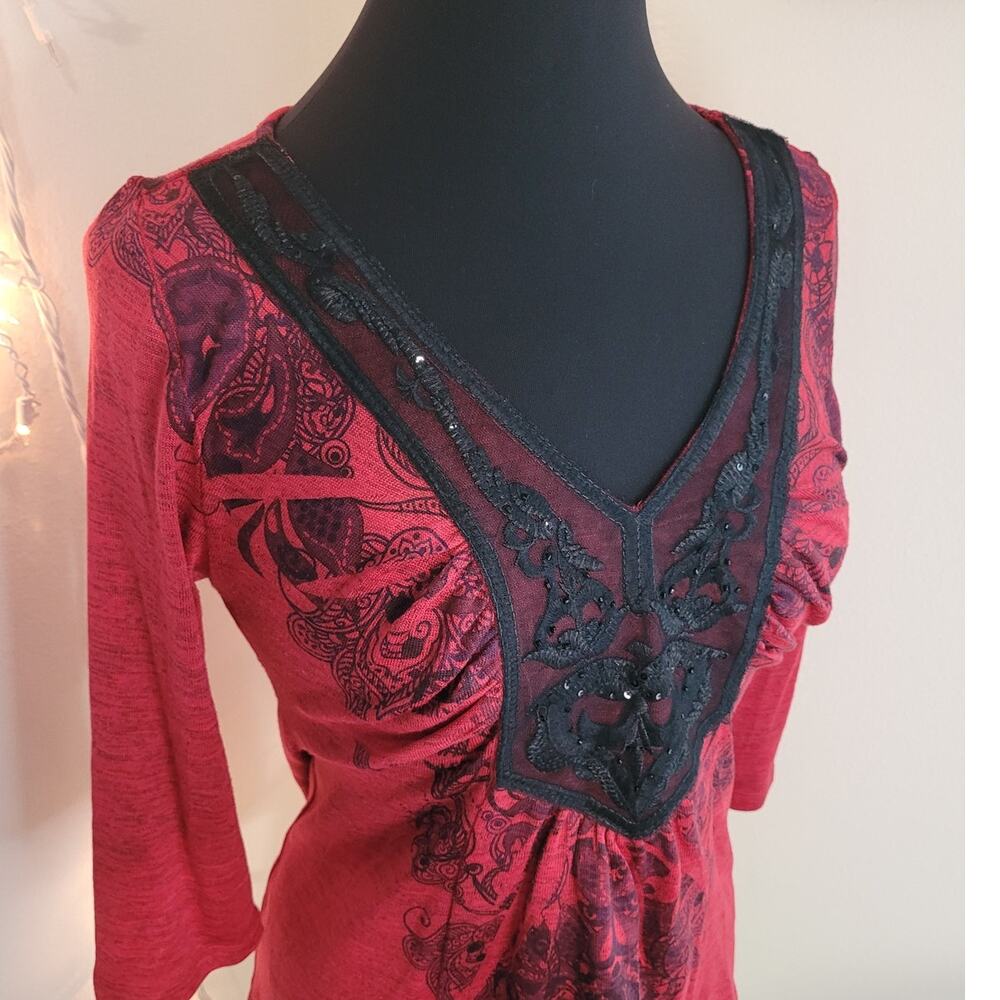 Energe Oneworld Red Tunic M Fairycore Goth Boho Romantic Alt